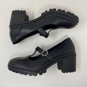 Y2K Goth Preppy Chunky Heel Mary Jane Shoes Women 8.5M Punk Schoolgirl Harajuku